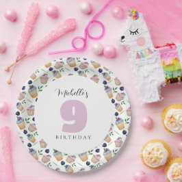 Prato De Papel Cupcakes E Frutas Com Monograma