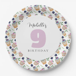 Prato De Papel Cupcakes E Frutas Com Monograma