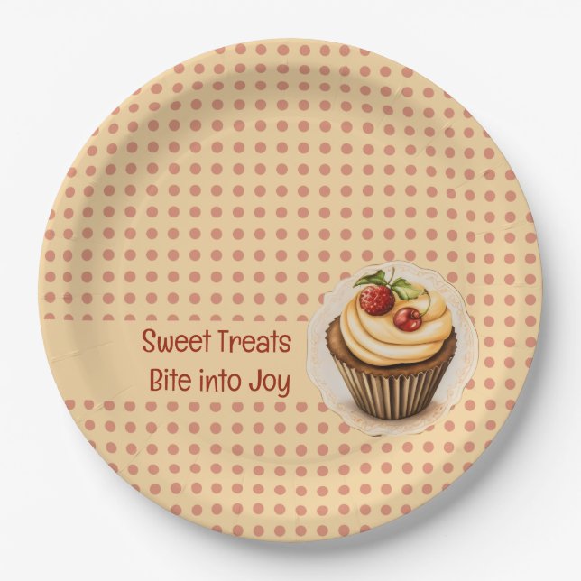 Prato De Papel Cupcakes e pontos (Frente)