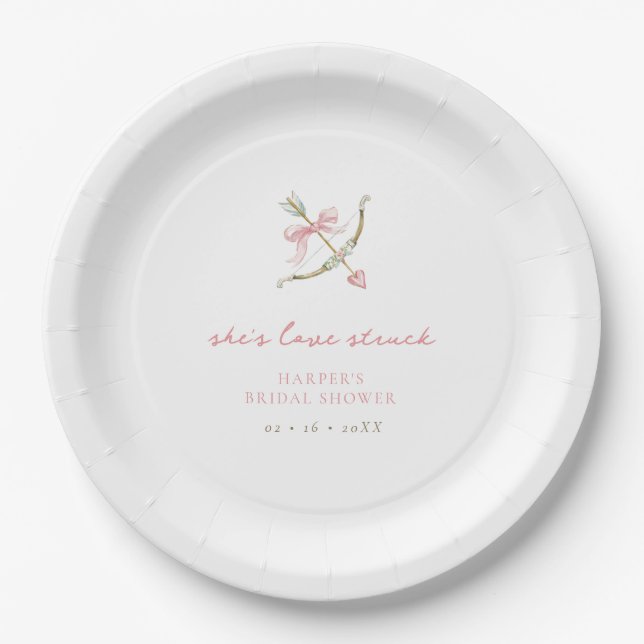 Prato De Papel Cupid Arrow Lovestruck Valentine's Bridal Shower (Frente)