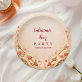 Prato De Papel Cupid Love Letters Valentine Party