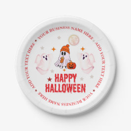 Prato De Papel Custom Business Name, Text & Ghost Halloween