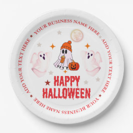 Prato De Papel Custom Business Name, Text & Ghost Halloween