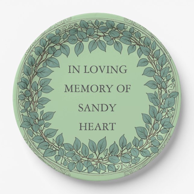 Prato De Papel Custom Eucalyptus Funeral – Elegant Memorial (Frente)
