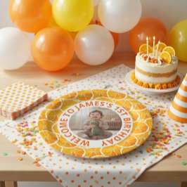 Prato De Papel Custom First Birthday Paper Plates with Photo
