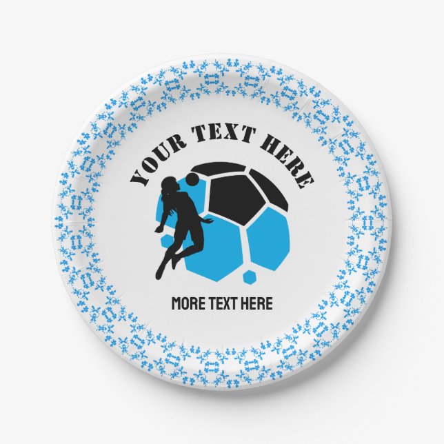 Prato De Papel Custom Football Girl kid's Football Birthday Party (Frente)