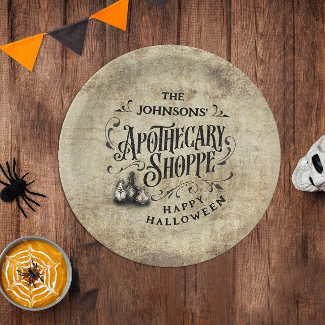 Prato De Papel Custom Happy Halloween  (Happy Halloween Apothecary Shoppe Custom Paper Plates)