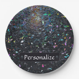 Prato De Papel Custom Iridescent Abstract Stained Glass Pattern