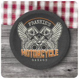 Prato De Papel Custom NAME Pistons Wings Motorcycle Biker Garage
