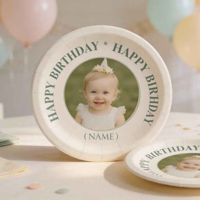 Prato De Papel Custom Photo Birthday Sticker -Personal Invitation (Criador carregado)