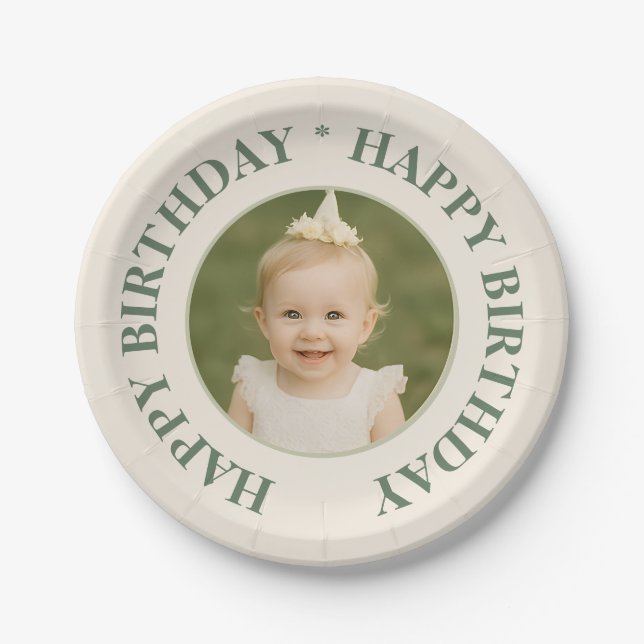Prato De Papel Custom Photo Birthday Sticker -Personal Invitation (Frente)