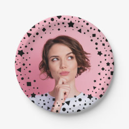 Prato De Papel Custom Photo Brthday Confetti Border Paper Plate