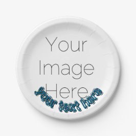 Prato De Papel Custom Photo – Personalized blue text 