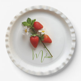 Prato De Papel Custom Strawberry Sprig Flower Foliage Name