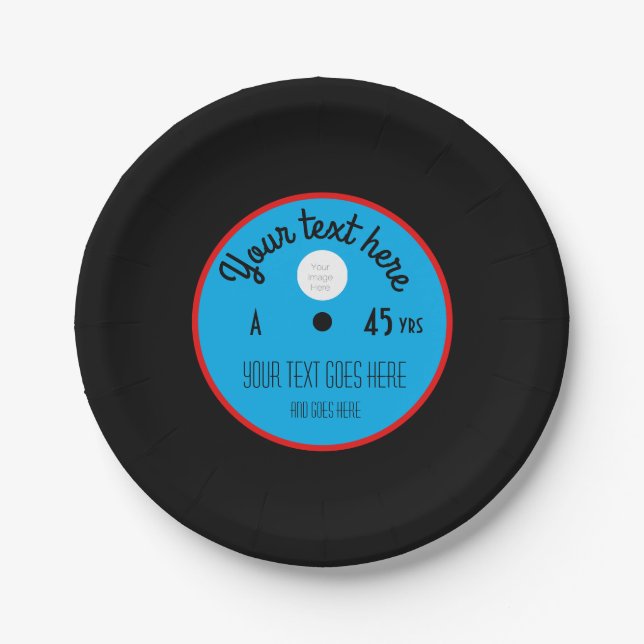 Prato De Papel Custom Vinyl Record Paper Plates – Personalized  (Frente)