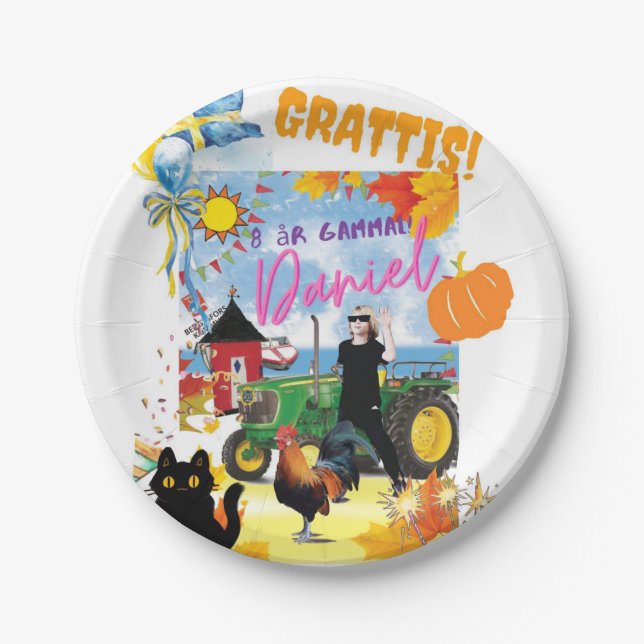 Prato De Papel Customizable Personalisated  Birthday Design  (Frente)