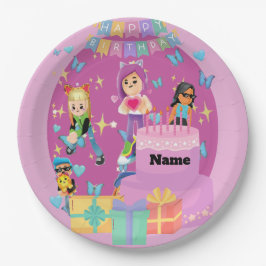 Prato De Papel Customized PKXD Style Happy Birthday Paper Plate