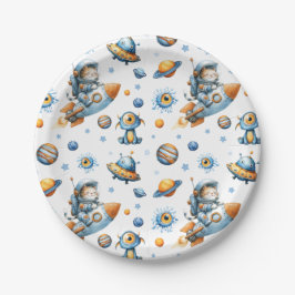 Prato De Papel Cute Astronaut Cat Outer Space Pattern Galaxy 