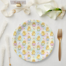Prato De Papel Cute Baby Chick Watercolor Easter