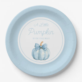 Prato De Papel Cute Blue Pumpkin Boy Baby Shower