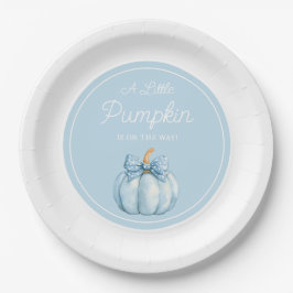 Prato De Papel Cute Blue Pumpkin Boy Baby Shower
