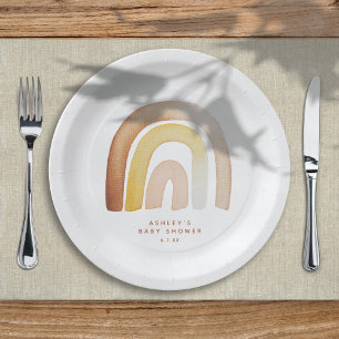 Prato De Papel Cute Boho Arco-Íris Gênero Chá de fraldas neutro