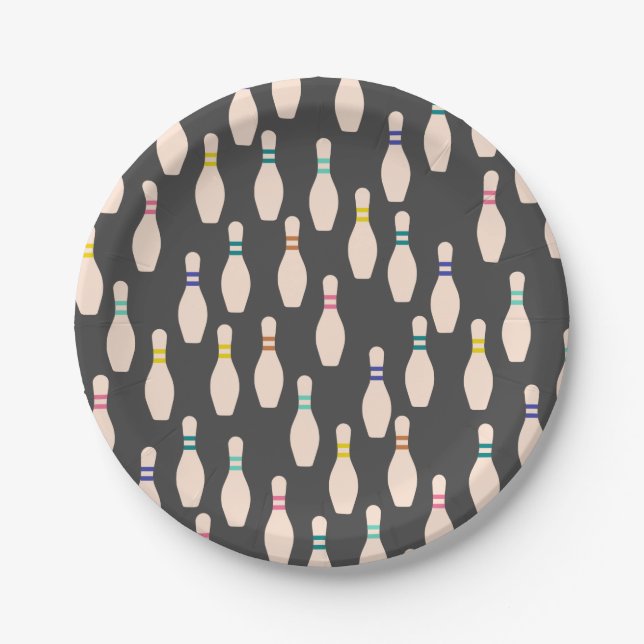 Prato De Papel Cute Bowling Pins Paper Plates (Frente)