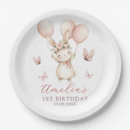 Prato De Papel Cute Bunny Girl Birthday Party Paper Plates
