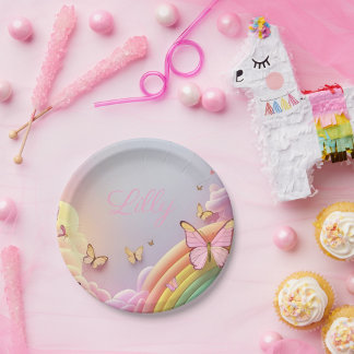 Prato De Papel Cute Butterfly Baby Girl Paper Plate