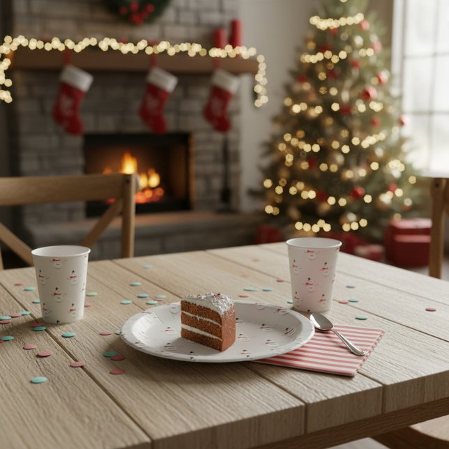 Prato De Papel Cute Button Snowmen Grey  (Criador carregado)