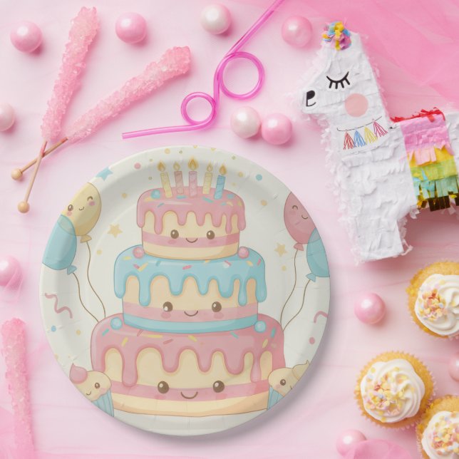 Prato De Papel Cute Cake and Cupcakes (Festa)