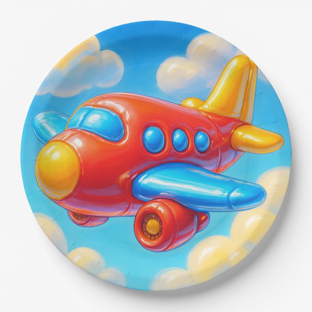 Prato De Papel Cute Cartoon Airplane (Frente)