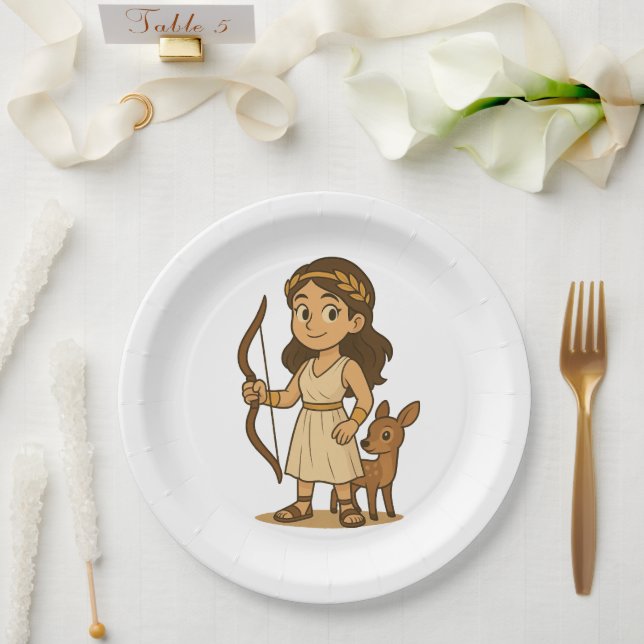 Prato De Papel Cute Cartoon Artemis Baby Paper Plates – Greek God (Casamento)