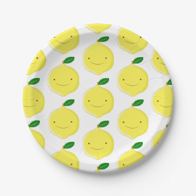 Prato De Papel Cute Cartoon Lemon Pattern (Frente)