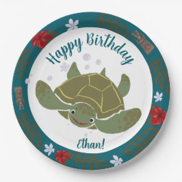 Prato De Papel Cute Cartoon Sea Turtle Birthday Party