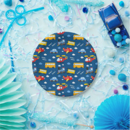 Prato De Papel Cute Cartoon Vehicles Pattern