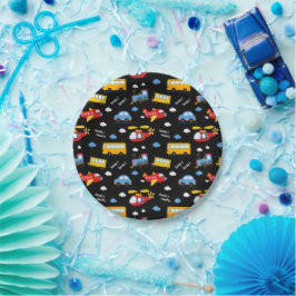 Prato De Papel Cute Cartoon Vehicles Pattern