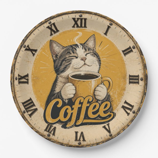 Prato De Papel Cute Cat Coffee (Frente)
