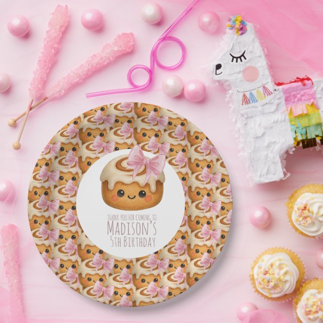 Prato De Papel Cute Cinnamon Roll Bun Girl Birthday Party (Festa)