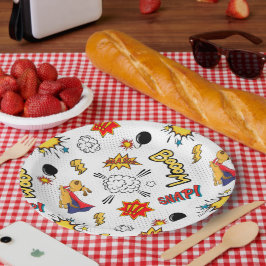 Prato De Papel Cute Comic Pattern 