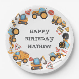 Prato De Papel Cute Construction Birthday