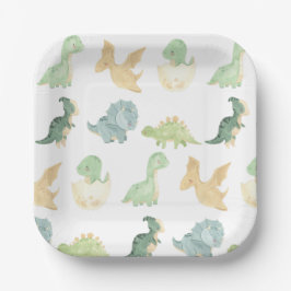 Prato De Papel Cute Dino Birthday