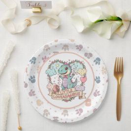Prato De Papel Cute Dino Birthday Personalized