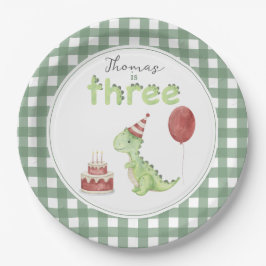 Prato De Papel Cute Dinosaur Three-rex Birthday