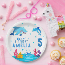 Prato De Papel Cute Dolphin Sea Animals Birthday Party