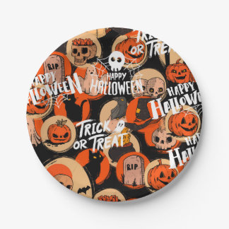 Prato De Papel Cute e Assustador Halloween Vibrações Assustadoras