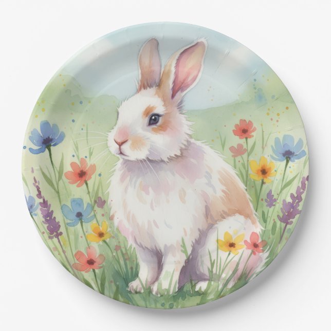 Prato De Papel Cute Easter Bunny paper plates (Frente)