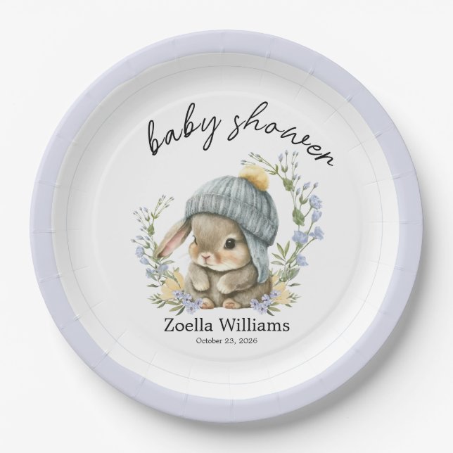 Prato De Papel Cute Forest Woodland Flowers Baby Shower Paper Pla (Frente)