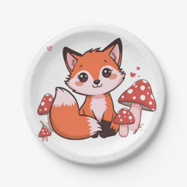 Prato De Papel Cute Fox Woodland Animal Party Design 