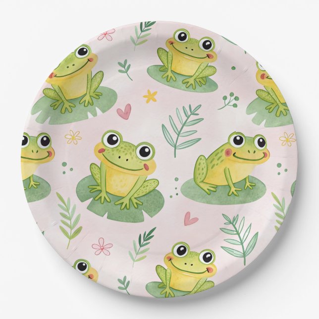 Prato De Papel Cute frogs Pattern (Frente)